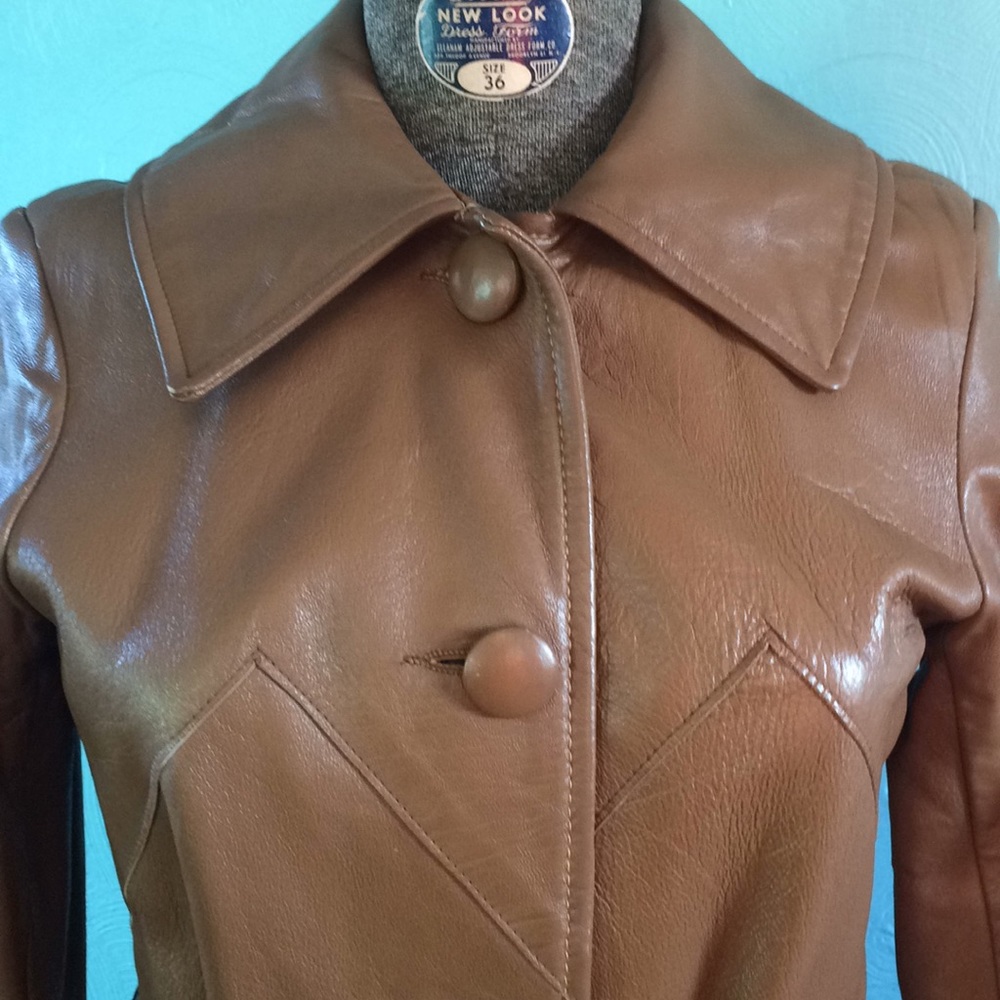 Vintage leather trench, with belt - Picture 2 of 8